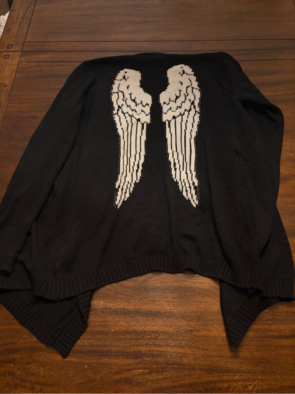 Hot Topic Black Angel Wings Open Front Cardigan Sweater S/M